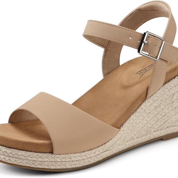 Womens Wedge Sandals Espadrille Open Toe Ankle Strap Summer Shoes